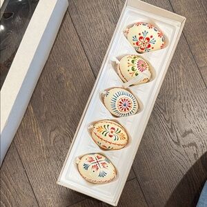Set of 5 Ornaments Eggs - NIB - vintage made in the Czech Republic - handmade